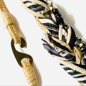 Vintage Tan Black Rope Braided Belt
